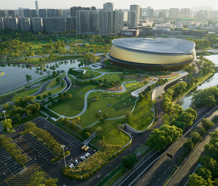 Sub-Projek Salutan Struktur Keluli Taman Sukan Teluk Timur Hangzhou (Dewan Luncur Roda, Reben, Bilik Bantuan, Menara Landskap)